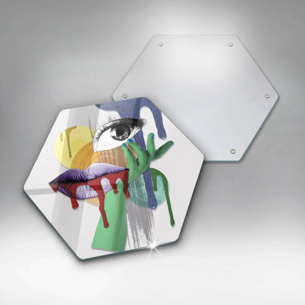 Üveg vágódeszka Art absztrakt kollázs