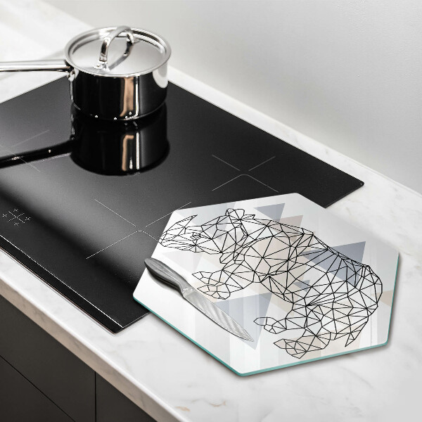 Üveg vágódeszka Line art orrszarvú