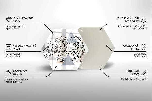 Üveg vágódeszka Line art orrszarvú
