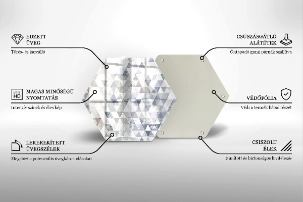 Üveg vágódeszka Háromszög minta