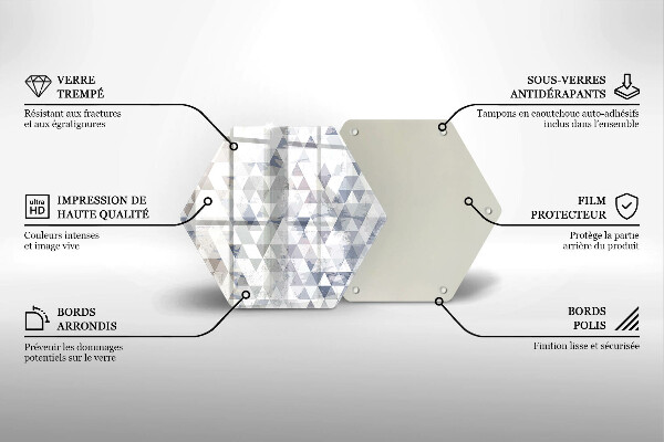 Üveg vágódeszka Háromszög minta