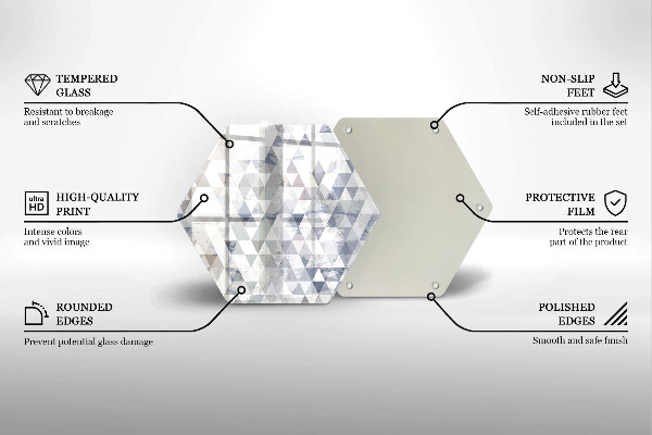 Üveg vágódeszka Háromszög minta