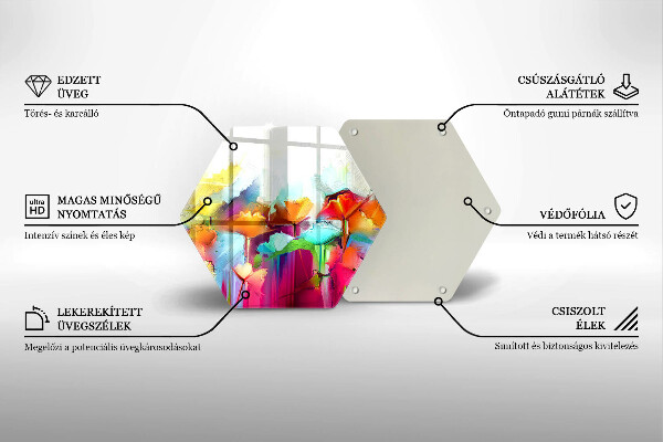 Üveg vágódeszka Festett virágok