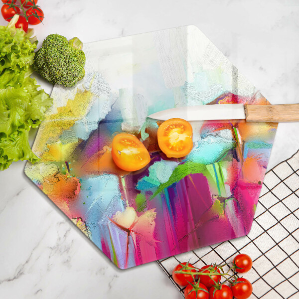 Üveg vágódeszka Festett virágok