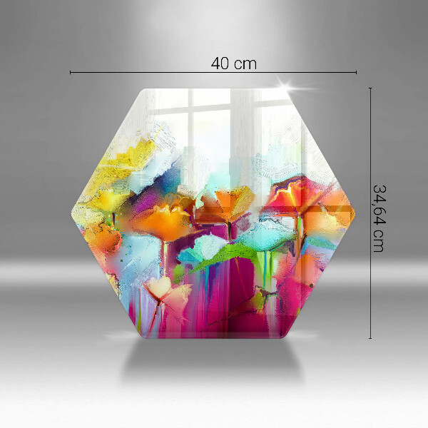 Üveg vágódeszka Festett virágok