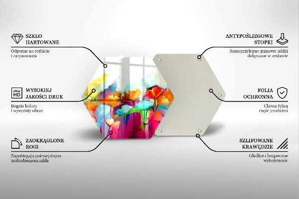 Üveg vágódeszka Festett virágok