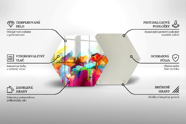 Üveg vágódeszka Festett virágok