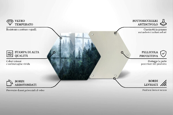 Üveg vágódeszka Erdei fák és köd