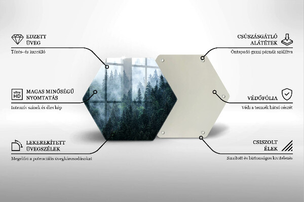 Üveg vágódeszka Erdei fák és köd