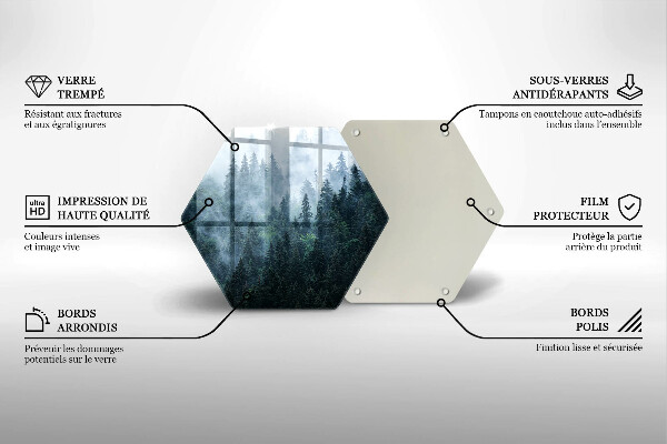 Üveg vágódeszka Erdei fák és köd