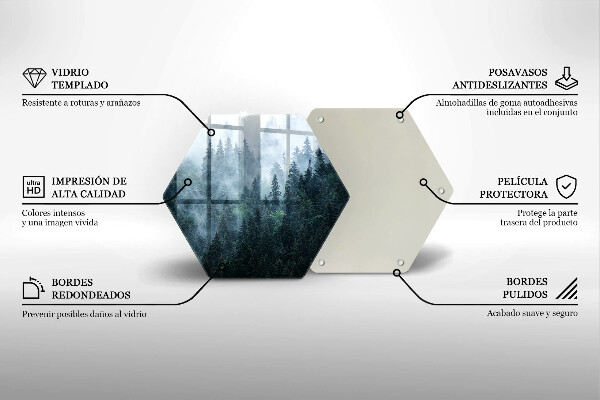 Üveg vágódeszka Erdei fák és köd