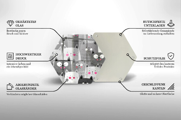 Üveg vágódeszka Macskák illusztráció