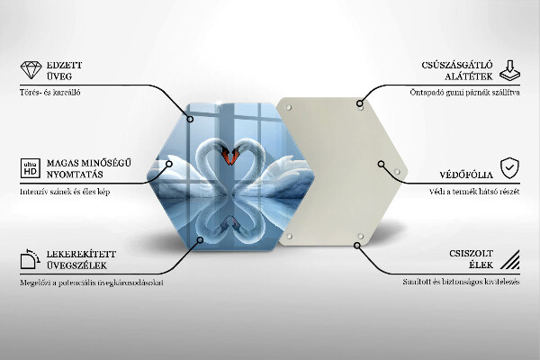 Üveg vágódeszka Két hattyúszív