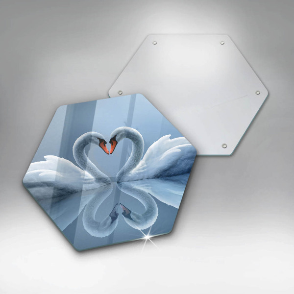 Üveg vágódeszka Két hattyúszív