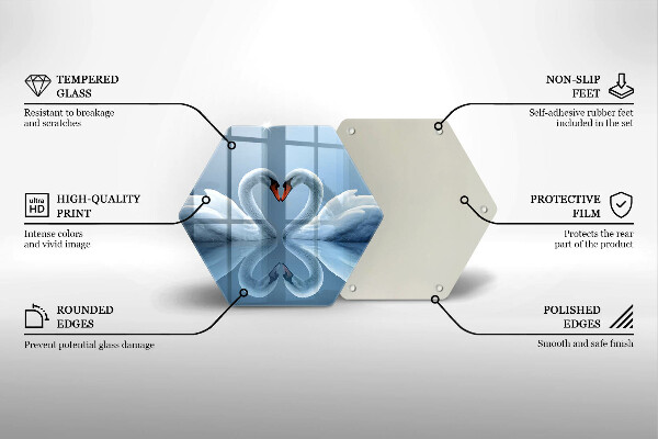 Üveg vágódeszka Két hattyúszív