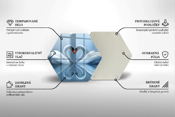 Üveg vágódeszka Két hattyúszív