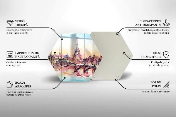 Üveg vágódeszka Párizs Eiffel-torony tája