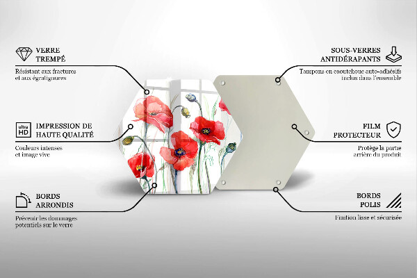 Üveg vágódeszka Piros pipacs virágok