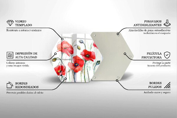 Üveg vágódeszka Piros pipacs virágok