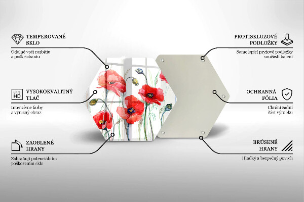 Üveg vágódeszka Piros pipacs virágok