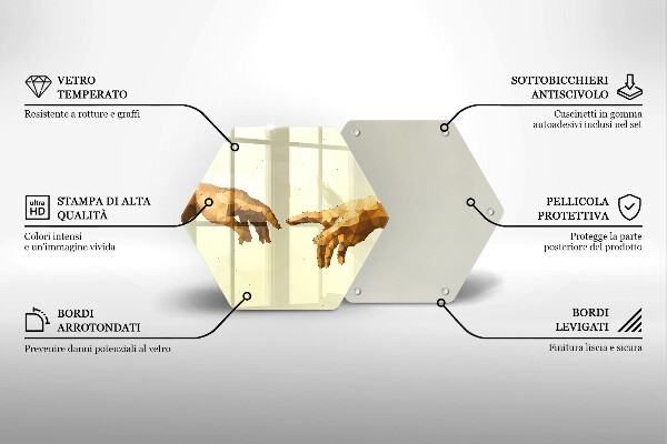Üveg vágódeszka Ádám kezeinek teremtése