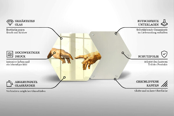 Üveg vágódeszka Ádám kezeinek teremtése