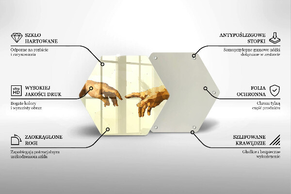 Üveg vágódeszka Ádám kezeinek teremtése