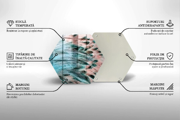 Üveg vágódeszka Boho madártollak