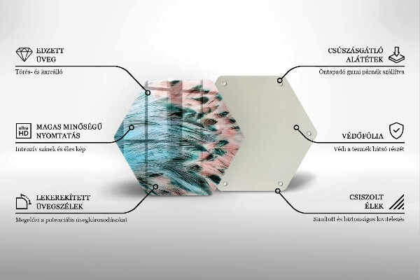 Üveg vágódeszka Boho madártollak