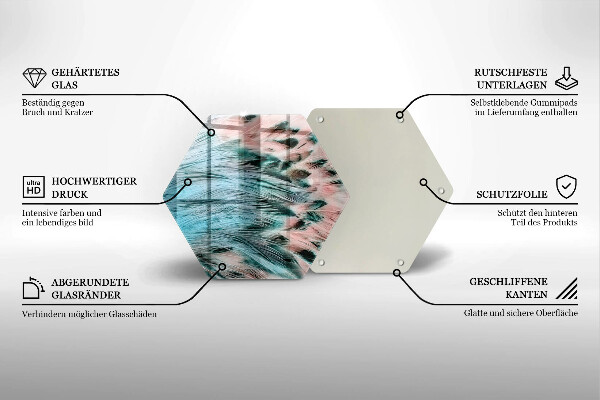 Üveg vágódeszka Boho madártollak