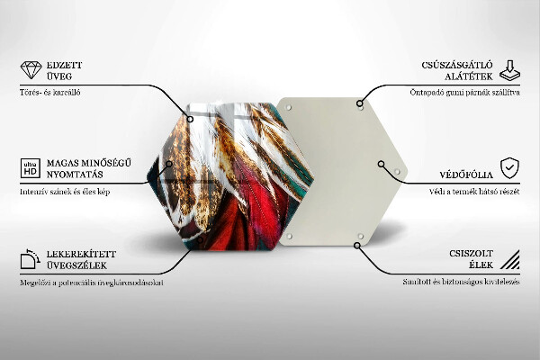 Üveg vágódeszka Boho madártollak