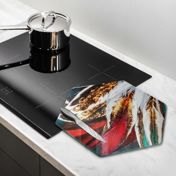 Üveg vágódeszka Boho madártollak