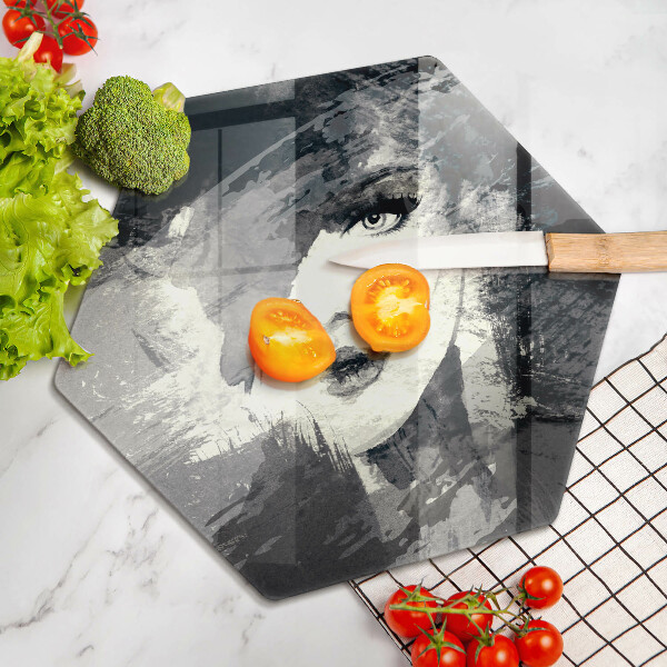 Üveg vágódeszka Egy nő festménye