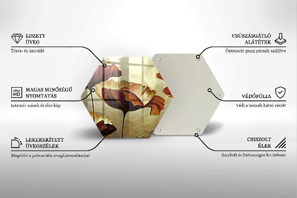 Üveg vágódeszka Festett boho virágok