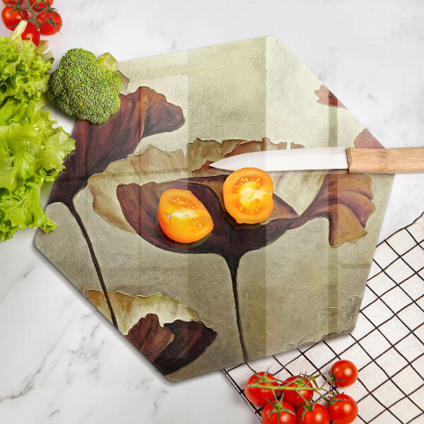 Üveg vágódeszka Festett boho virágok