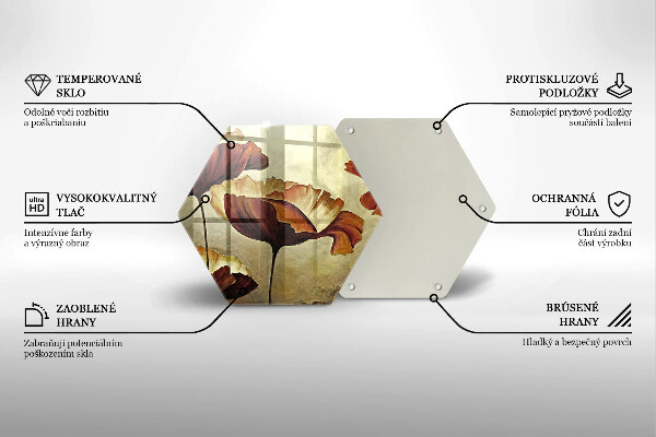 Üveg vágódeszka Festett boho virágok