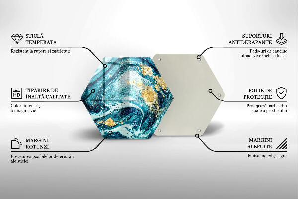 Üveg vágódeszka Kék arany absztrakció