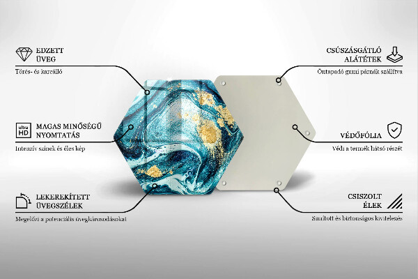 Üveg vágódeszka Kék arany absztrakció