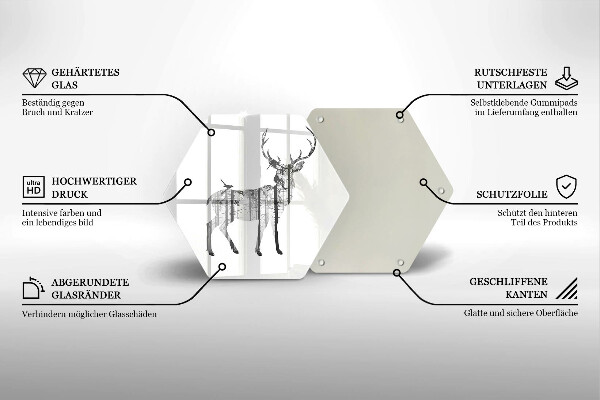 Üveg vágódeszka Szarvas és erdő illusztráció