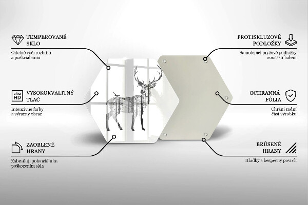Üveg vágódeszka Szarvas és erdő illusztráció