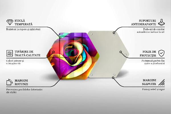 Üveg vágódeszka Színes rózsaszirom