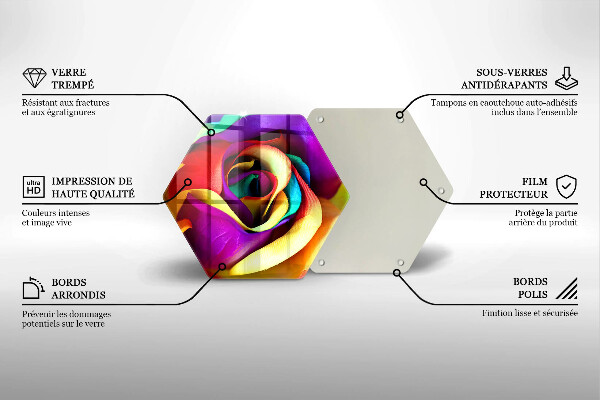 Üveg vágódeszka Színes rózsaszirom