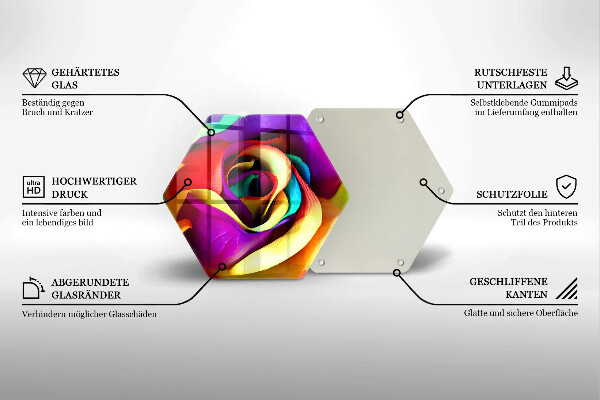 Üveg vágódeszka Színes rózsaszirom