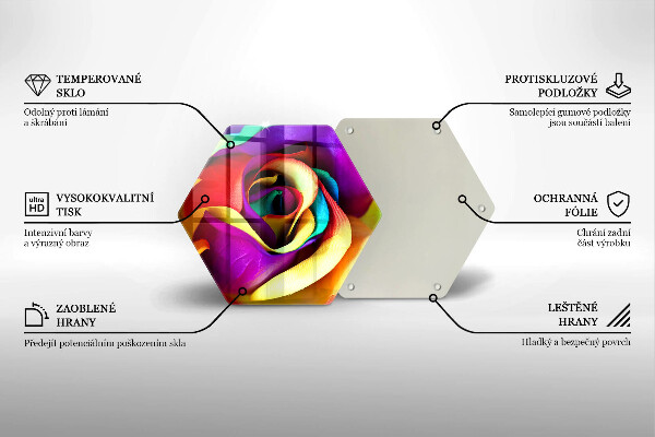 Üveg vágódeszka Színes rózsaszirom