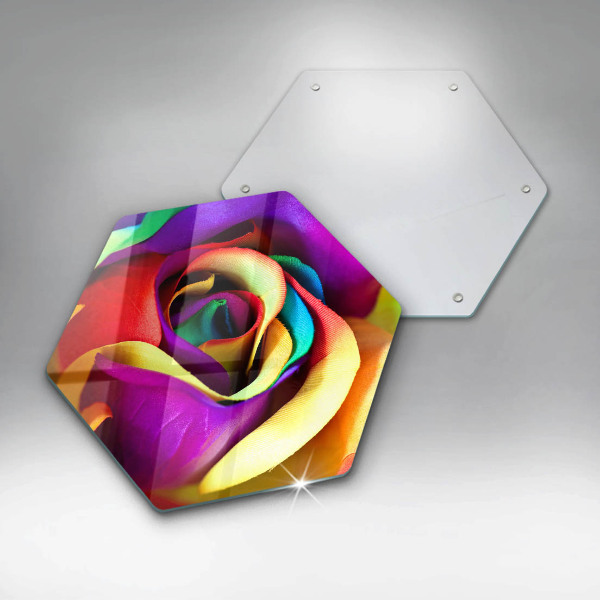 Üveg vágódeszka Színes rózsaszirom