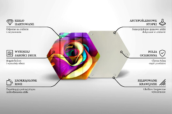 Üveg vágódeszka Színes rózsaszirom