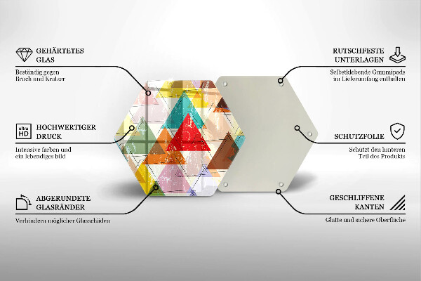 Üveg vágódeszka Festett háromszögek