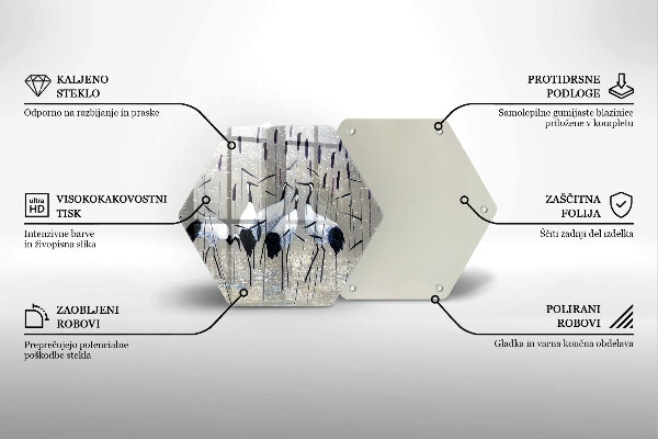 Üveg vágódeszka Japán daruk