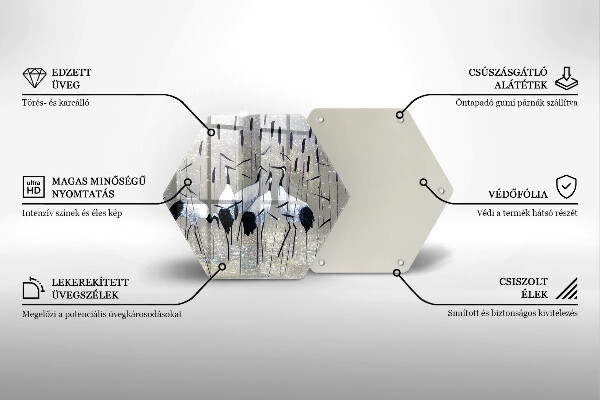 Üveg vágódeszka Japán daruk