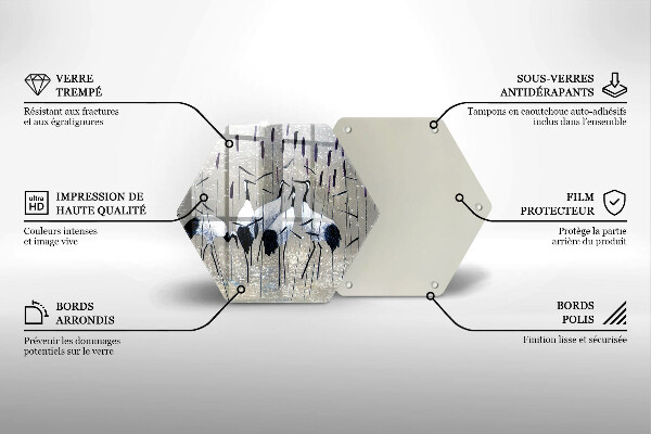 Üveg vágódeszka Japán daruk